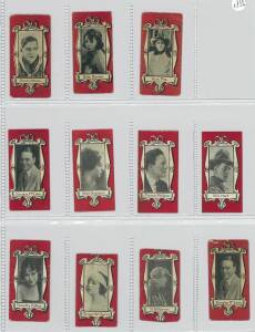 c1920s Allens "Movie Star Artists", part set [10/26 + 1 spare]. Fair/VG (two trimmed).