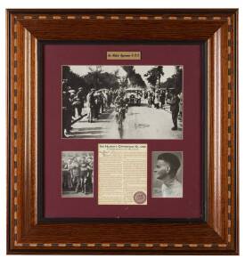 HUBERT OPPERMAN, display "Sir Hubert Opperman OBE", with photo signed "Hubert Opperman, Oppy", window mounted, framed & glazed, overall 53x56cm. With CoA.