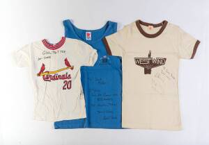 SIGNED T-SHIRTS & RUNNING SINGLETS: Collection of mainly signed & endorsed items, noted Bjorn Borg, Calvin Smith, Rod Dixon, Sherri Howard, Abdi Bile, Margit Papp; shoes signed by Dick Quax. (Total 31 items).