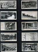 1912-38 collection of sets in album, noted 1915 Wills "Modern War Weapons" [50]; 1912-13 Wills "Historic Events" English issue [50] & Australian issue [50]; 1927 Wills "Engineering Wonders" [50]; 1927 Players "Gilbert & Sullivan, 2nd Series" [50]. Fair/VG