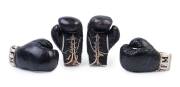 JOHNNY FAMECHON v JOHN O'BRIEN, 24 Nov.1967, for the Commonwealth (British Empire) Featherweight Title: Two pairs of "J.F.M." boxing gloves used in this fight. Ex Francis Clohesy, the Sergeant in charge of the police at Festival Hall, with letter of authe