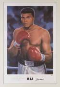 MUHAMMAD ALI: Print "Muhammad Ali" by Mark Sofilas, signed by Muhammad Ali and the artist and numbered 170/250, window mounted, framed & glazed, overall 89x119cm. With CoA & 'Online Authentics' No.OA-7303765.