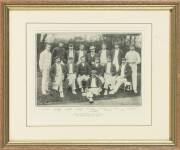 1899 AUSTRALIAN TEAM TO ENGLAND: "The Australian Team of 1899", captioned team photo by Reinhold Thiele & Co., London, with title and players names to lower border, window mounted, framed & glazed, overall 37x31cm.