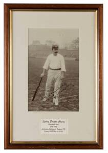 SYD GREGORY, signature on superb original panel photograph by Bolland, window mounted, framed & glazed, overall 33x49cm. [Gregory played 58 Tests 1890-1912, including 6 as captain. Australian Test player No.58].