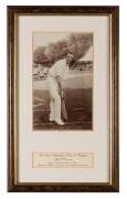 JACK O'CONNOR, superb original panel photograph by Bolland, window mounted, framed & glazed, overall 34x56cm. [O'Connor played 4 Tests 1907-09. Australian Test player No.93].