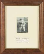 BERT OLDFIELD, display comprising signature on action picture, window mounted, framed & glazed, overall 30x37cm. [Bert Oldfield played 54 Tests 1920-37. Australian Test Player No.109].