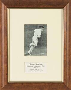 CLARRIE GRIMMETT, signed action picture, window mounted, framed & glazed, overall 33x42cm. [Clarrie grimmett played 37 Tests 1924-36. Australian Test Player No.121]. 