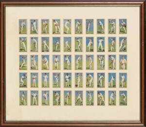 1930 Players "Cricketers 1930", complete set [50], window mounted, framed & glazed, overall 64x56cm.