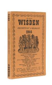 "Wisden Cricketers' Almanack for 1944", buff linen covers. Fair/Good condition. Scarce wartime issue.