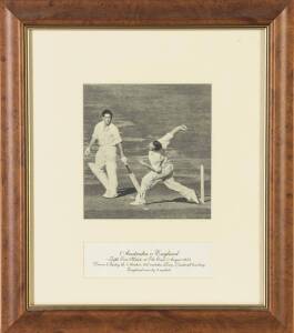 RAY LINDWALL, signed action picture, window mounted, framed & glazed, overall 40x45cm. [Ray Lindwall played 61 Tests 1945-60, including 1 as Australian captain, one of the Invincibles].