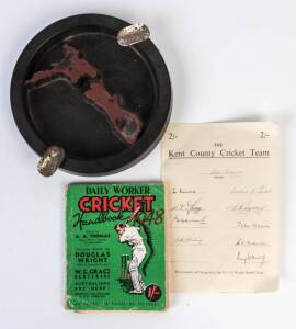 DOUG WRIGHT, group including range of items from his tours to Australia, NZ & West Indies, noted Bakelite ashtray with impressed map of NZ; signed picture showing Wright in his 1946-47 tour blazer; photographs (8); tourist brochures/books (7); road maps (