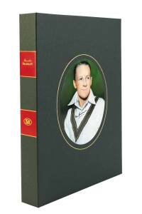 "Farewell to Bradman" edited by Allen [Bowral, 2001], deluxe limited edition No.72/92, with signed photograph of Don Bradman tipped in. Superb condition in slip-case. Also signed autograph cards (3) for Sam Loxton, Bill Brown & Neil Harvey; plus "Boundary