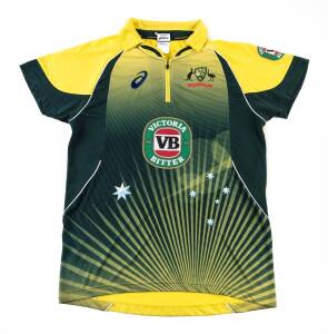 AARON FINCH, match-worn and signed Australian T20 shirt.