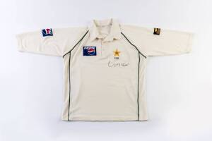 YOUNIS KHAN, Pakistani cricketer test match worn and signed jersey.