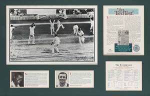 "THE TIED TEST", 1960 Australia v West Indies, 1st Test at Brisbane, display comprising action picture signed by Wes Hall & Richie Benaud, limited edition 83/1000, window mounted, framed & glazed, overall 88x63cm.