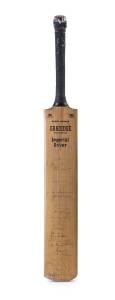 1961 AUSTRALIAN TOUR TO ENGLAND, full size "Gradidge" Cricket Bat, signed by Australia & England teams on front, and Yorkshire, Lancashire & Worcestershire on reverse, a total of 76 signatures including Richie Benaud, Neil Harvey, Bob Simpson, Bill Lawry,