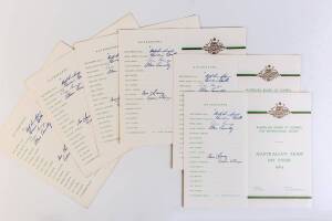 1964 Australian team to England, itineraries "Australian Team on Tour 1964" (6), each with 6 signatures including Bob Simpson, Bill Lawry & Graham McKenzie.