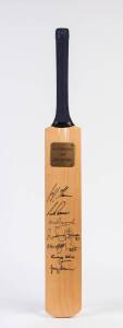 SIGNED CRICKET BAT, with plaque "Australian Test Cricketers" & 7 signatures including Jeff Thomson, Len Pascoe & Ian Redpath.