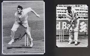 CRICKET ALBUM, noted signed photos/ displays/ covers (8); Doug Walters signed prints (6); cricket prints (23); photographs (4); postcards (2).