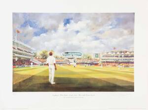 JOCELYN GALSWORTHY CRICKET PRINTS: Collection of prints (18), including "England v Australia, Headingly, 1997", "The Greatest Test Match of All Time - England v Australia at the MCG, Melbourne, 1998",&  "England v Australia, Adelaide Oval, 1998". All sign