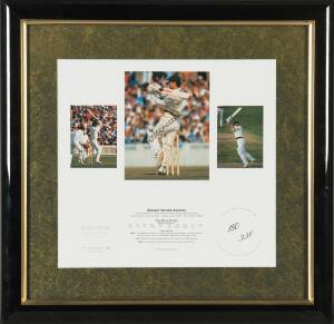 AT THE CREASE, signed prints of Allan Border, Ian Chappell, Greg Chappell, Neil Harvey, David Boon & Doug Walters, each window mounted, framed & glazed, each overall 44x42cm. With CoAs. (6 items).