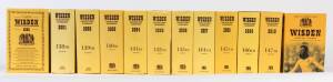 "Wisden Cricketers' Almanacks" for 2000-10 & 2015. The 2000-10 issues hardback, 2015 with limp yellow covers. Fair/Good condition. (12 items).