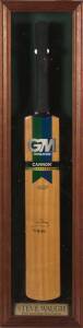 STEVE WAUGH, signature on full size "GM" Cricket Bat, in "Steve Waugh - 40th Australian Captain" display case (glass broken), overall 25x96cm.