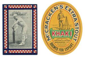 1902 McCracken's City Brewery "Cricketers" cards [5/10 known] -  C.Blythe, L.Braund, H.Garnett, T.Hayward & G.L.Jessup. Together with McCracken's Extra Stout beer label.