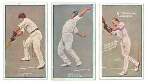 1906 Sniders & Abrahams (Milo Cigarettes) "Cricketers in Action", part set [35/40] + 35 spares. Poor/G. Based on Chevalier Taylor's prints, probably the best looking cricket set. (Total 70).