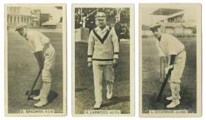 1929 Wills (Australia) "Cricket Season 1928-29", part set [45/48], including five of the rare cards E.L.A'Beckett, H.Hooker, H.Ironmonger, C.E.Kelleway & O.E.Nothling. The Hooker card with corner crease, others mainly G/VG.