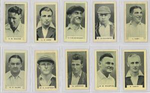 1932 Godfrey Phillips "Test Cricketers 1932-1933", complete set [38], plus error cards of No.18 D.R.Jardine (Surrey & Warwickshire) & No.31 T.B.Mitchell (one with glasses, other without). Mainly G/VG. (Total 40).