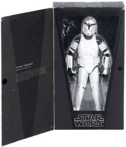 STAR WARS: 'Snap Fit' 1/7 scale vinyl models by ARTFX, comprising Leia Organa, Sand Trooper, Dengar & Storm Trooper (assembled); also Clone Tropper - Attack of the Clones version by Real Action Heroes. Four of the models are packaged in original boxes, co