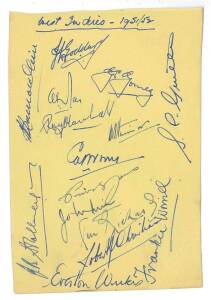 1951-52 West Indies team to Australia, autograph page with 15 signatures including John Goddard, Everton Weekes & Frank Worrell.