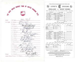 WEST INDIES: Official team sheets for 1976 & 1995 tours to England; plus two 1976 scorecards.