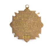 1914 CARLTON PREMIERSHIP MEDAL, 15ct gold medal with football scene on front, engraved on reverse, "CARLTON F.C., VFL, Premiers 1914, Prestd By A.McCracken Esq, To, J.Lowe"", very attractive and rare. [Jack Lowe played 25 games for Collingwood 1912-13, an - 2