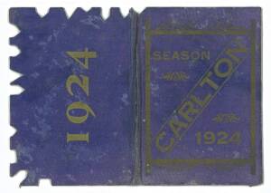 CARLTON: Member's Season Ticket for 1924, with fixture list & hole punched for each game attended. Fair/Good condition.