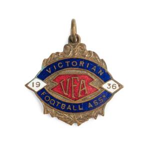 VFA: 1936 Victorian Football Association membership badge, numbered "148" on reverse, made by Roeszler.