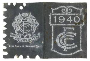 CARLTON: Member's Season Tickets for 1938 (Premiership Year) & 1940, each with fixture list & hole punched for each game attended. Fair condition. (2 items).