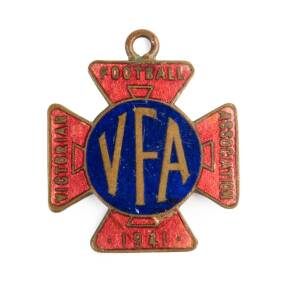 VFA: 1941 Victorian Football Association membership badge, numbered "112" on reverse, made by P.J.King.