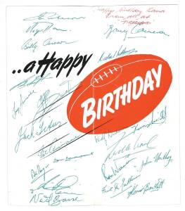 RICHMOND: 1967 Birthday Card with 21 signatures including Roger Dean, Kevin Bartlett, Jack Titus & Pat Guinane.