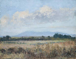 Attributed to WALTER J.ANDERSON (working c1900-30 Australia): Landscape near Bowral, oil on canvas, unsigned, size 53x43cm. Fair condition.