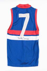 RICKY SPARGO (Footscray), signature on Footscray jumper. [Ricky spargo played 64 games 1966-71].