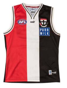ROBERT HARVEY'S ST.KILDA JUMPER, match worn, with number "35" on reverse, from the 2001 season. [Robert Harvey played 383 matches for St.Kilda 1988-2008, winning the Brownlow Medal twice in 1997 & 1998].