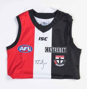 TOM LEDGER'S ST.KILDA JUMPER, match worn during 2012 season, with number "15" on reverse & signature on front. With StKilda FC CoA. [Tom Ledger played 8 matches for St.Kilda 2011-2013].