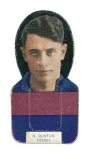 c1933 Wills "Football Portraits and Club Colours" Die-Cut Stand-up Cards, [1/5] H.Bunton (Fitzroy). Fair/G. Rarity 8.