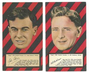 1953 Argus "1953 Football Portraits", large size (11x19cm), the complete set of Essendon players [6/72]. Mainly G/VG.