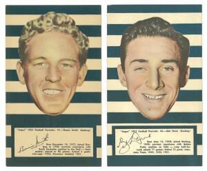 1953 Argus "1953 Football Portraits", large size (11x19cm), almost complete set of Geelong players [5/72]. Mainly G/VG.