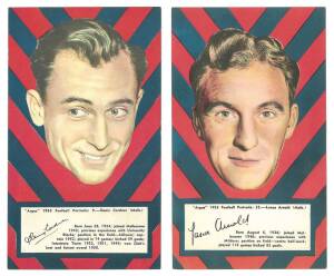 1953 Argus "1953 Football Portraits", large size (11x19cm), almost complete set of Melbourne players [5/72]. Fair/VG.