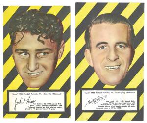 1953 Argus "1953 Football Portraits", large size (11x19cm), the complete set of Richmond players [6/72]. Mainly G/VG.