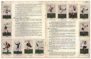 1953 Kornies "Footballers in Action" (Flag), part set [50/64] stuck into album (missing covers). Poor/G.